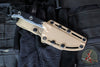 Microtech Akris Fixed Blade- Black G-10 Handle- Stonewash Plain Edge Blade- Tan Kydex Sheath 95-10BK-6