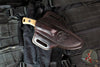 Microtech Akris Fixed Blade- Dark Earth G-10 Handle- Stonewash Plain Edge Blade- Dark Chocolate Leather Sheath 95-10DE-1
