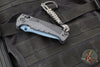 Benchmade MINI Adira Axis Lock Folding Knife- Tempest Gray Grivory Handle- Blue Titanium Finished Magnacut Blade 18065BT-01