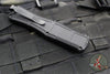 Benchmade Claymore OTF Auto Knife- Double Edge- Black Body- Gray Plain Edge Blade 3370GY