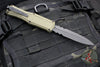 Benchmade Claymore OTF Auto Knife- Double Edge- Green Body- Gray Part Serrated Edge Blade 3370SGY-1