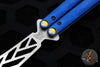 Benchmade Necron Butterfly Balisong- Trainer- Blue G-10 Handles- Stonewash Scimitar Edge Trainer 99T