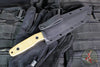 Blackside Customs Rogue 1 Fixed Blade- Black Finished Saw Back Magnacut Blade- Brass Scales BSC-ROG1-BLKSAW-BRASS