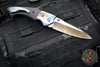 Allen Elishewitz Custom Knives White Swan Folder- Carbon Fiber and Antique Finished Titanium Bolster- Two Tone Antique Finished Blade
