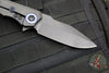 Heretic Wraith Manual Flipper V3- Single Edge- Battleworn Black Titanium and Carbon Fiber Handle- Black DLC Blade- Blue Titanium Pivot Collar And Lock Limiter H001-6A-BLUTI