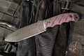 Half Face Blades- Disaster Breacher- Textured Purple Haze Carbon Fiber Handle Scale- Acid Etched 3V Blade
