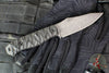 Half Face Blades- Field Knife- Textured Black Burlap Micarta Handle Scale- Acid Splash Finished S45VN Blade