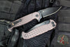 Half Face Blades- Crow Folder/Flipper- Button Lock- Anodized Gray (Rose) Monolithic Aluminum Handle- Grenade Stippled Grip- Black Nitride S45VN Blade
