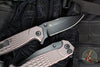 Half Face Blades- Crow Folder/Flipper- Button Lock- Anodized Gray (Rose) Monolithic Aluminum Handle- Grenade Stippled Grip- Black Nitride S45VN Blade