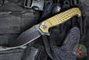 Half Face Blades- Crow Folder/Flipper- Button Lock- Anodized OD Green Monolithic Aluminum Handle- Grenade Stippled Grip- Black Nitride S45VN Blade