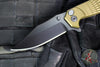 Half Face Blades- Crow Folder/Flipper- Button Lock- Anodized OD Green Monolithic Aluminum Handle- Grenade Stippled Grip- Black Nitride S45VN Blade