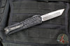 Heretic Custom Colossus OTF Auto Knife- Tanto Edge- Black with Black Python inlay- Vegas Forge Damascus Blade SN 17