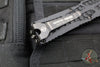 Heretic Custom Colossus OTF Auto Knife- Tanto Edge- Black with Black Python inlay- Vegas Forge Damascus Blade SN 17