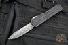 Heretic Custom Colossus OTF Auto- Clip Point- Black with Black Python inlay- Vegas Forge San Mai Damascus Blade SN006