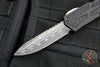 Heretic Custom Colossus OTF Auto- Clip Point- Black with Black Python inlay- Vegas Forge San Mai Damascus Blade SN006