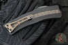 Heretic Custom ROC OTF Auto- Single Edge- Black Handle With Fat Carbon Brass & Copper Snakeskin Inlay- Hand Ground Baker Forge Tiger Gomai Damascus Blade SN021