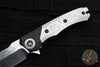 Heretic Custom Wraith Manual Flipper- Tanto Edge- DLC Titanium Handle- Vegas Forge Wood Grain Damascus Scale, Pivot Collar, AND Limiter Nut- Vegas Forge San Mai Damascus Blade SN21