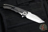 Heretic Custom Wraith Manual Flipper- Tanto Edge- DLC Titanium Handle- Vegas Forge Wood Grain Damascus Scale, Pivot Collar, AND Limiter Nut- Vegas Forge San Mai Damascus Blade SN21