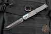 Heretic Cleric 2 OTF Auto- Tanto Edge- Carbon Fiber Top- Carbon Fiber Inlay Bottom Handle- Blue Hardware Accents- Black DLC Plain Edge Blade H019-6A-CF/BLU