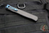 Heretic Cleric 2 OTF Auto- Tanto Edge- Carbon Fiber Top- Carbon Fiber Inlay Bottom Handle- Blue Hardware Accents- Black DLC Plain Edge Blade H019-6A-CF/BLU