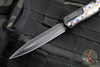 Heretic Cleric 2 OTF Auto- Double Edge- Black Handle- Flamed Titanium Inlay- Black DLC Plain Edge Blade- Black HW H020-6A-FTI