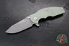 Hinderer Jurassic- Slicer Edge- Hollow Grind- Battle Bronze Titanium and Various G-10 Handle Scales- Working Finish Magnacut Steel Blade