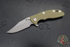Hinderer XM-18 3.0"- Bowie Edge- Working Finish Titanium And OD Green G-10 Handles- Working Finish 20CV Blade
