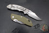 Hinderer XM-18 3.5"- NON FLIPPER- Bowie Edge- Bead Blast Titanium And Various G-10 Scale- Stonewash Finished Magnacut Blade