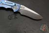Hinderer XM-18 3.5"- NON FLIPPER- Recurve Edge- Stonewash Blue Ti And Various G-10 Scale- Stonewash Finished Magnacut Steel Blade