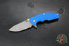 Hinderer Jurassic- Slicer Edge- Hollow Grind- Battle Bronze Titanium and Various G-10 Handle Scales- Working Finish Magnacut Steel Blade