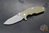 Hinderer Jurassic- Slicer Edge- Hollow Grind- Battle Bronze Titanium and Various G-10 Handle Scales- Working Finish Magnacut Steel Blade