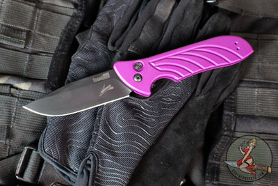 Kershaw Launch 5- Purple Handle- Battleworn Black Blade 7600PURBW