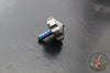 Marfione 2017 Custom Mini Spin Top- Bead Blast Finished Stainless Steel W/ Blue Titanium Stem SN061