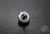 Marfione 2017 Custom Mini Spin Top- Bead Blast Finished Stainless Steel W/ Blue Titanium Stem SN061