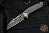 Marfione Custom Warhound Folder- Black DLC Bark Finished Titanium Handle- Two-Tone DLC Apocalyptic Blade- Blue Titanium Hardware 391-MCK DLCBARKBLUE