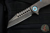 Marfione Custom Warhound Folder- Black DLC Bark Finished Titanium Handle- Two-Tone DLC Apocalyptic Blade- Blue Titanium Hardware 391-MCK DLCBARKBLUE
