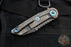 Marfione Custom Warhound Folder- Black DLC Bark Finished Titanium Handle- Two-Tone DLC Apocalyptic Blade- Blue Titanium Hardware 391-MCK DLCBARKBLUE