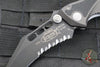 Vintage 12/1999 Microtech Vector- Manual- Black Handle- Black Part Serrated Blade