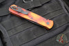 Protech Godfather Out The Side (OTS) Knife- "Del Fuego" Custom Finish- Black DLC Blade- MOP Inlaid Button 921-DF2