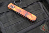 Protech Godfather Out The Side (OTS) Knife- "Del Fuego" Custom Finish- Black DLC Blade- MOP Inlaid Button 921-DF2