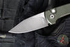 Chaves Protech Knives- Scapegoat Compact- OTS Auto- Green Carbide Textured Handle- Acid Wash MagnaMax Steel Blade- Black Lip Pearl Button Edition of 115 BSA26.SCAPEGOAT.2