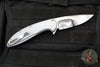 Protech Custom Cambria Flipper- Blade Show 2025- Grey Aluminum Handle- TechnoCarbo Copper Inlay- Mike Irie Compound Ground Mirror Polished Blade- Black Lip Pearl Button 2025 Custom Cambria 004