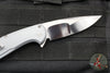 Protech Custom Cambria Flipper- Blade Show 2025- Grey Aluminum Handle- TechnoCarbo Copper Inlay- Mike Irie Compound Ground Mirror Polished Blade- Black Lip Pearl Button 2025 Custom Cambria 004