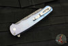 Protech Custom Malibu Flipper- Reverse Tanto- Blue Anodized Titanium Handle- Vegas Forge Razorwire Damascus Blade