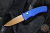 Protech Duke 2 Out The Side (OTS) Auto Knife - Navy Blue Handle- FDE PVD Magnacut Blade- Black Lip Pearl Button DUKE2103-LTD Heritage