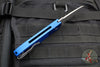 Protech Emerson CQC7 Out The Side Auto (OTS) Knife- Tanto Edge Chisel Ground- Blue Jigged Textured Handle- Blasted Blade- Deep Carry Clip E7T05-BLUE