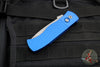 Protech Emerson CQC7 Out The Side Auto (OTS) Knife- Tanto Edge Chisel Ground- Blue Jigged Textured Handle- Blasted Blade- Deep Carry Clip E7T05-BLUE