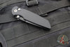 Protech TR-3 Integrity- Manual Button Lock Knife- Smooth Black Handle- Black DLC S35VN Steel Blade  INT103