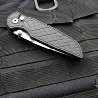 Protech TR-3 Integrity- Manual Button Lock Knife- Reptile Pattern Black Handle- Stonewash S35VN Steel Blade INT105-Reptile