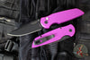 Protech TR-3 Integrity- Manual Button Lock Knife- Smooth Purple Handle- Black DLC Magnacut Steel Blade- Black Lip Pearl Button INT1103-LTD Purple